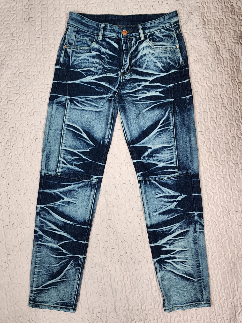 Men's Skinny Tie-Dye Effect Jeans in Blue